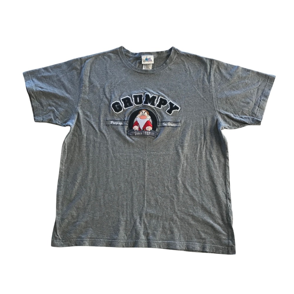Disneyland Resort Grumpy Snow White Gray Graphic T-Shirt XL Men Embroidered